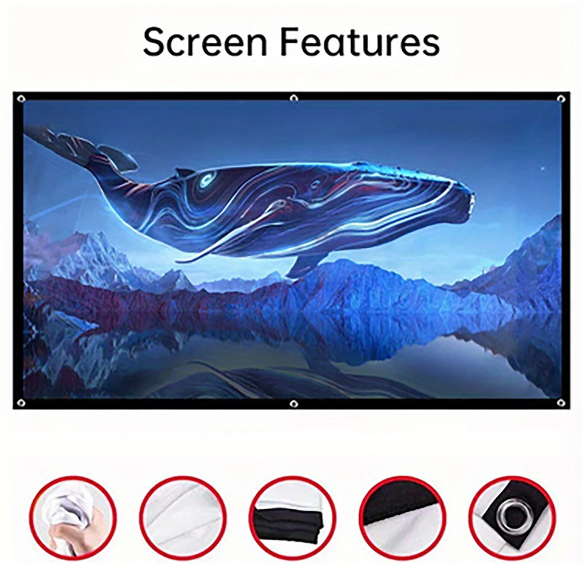 84 inch HD Anti light curtain projector screen 16:9 Ultra view Portable Foldable 3D 4K