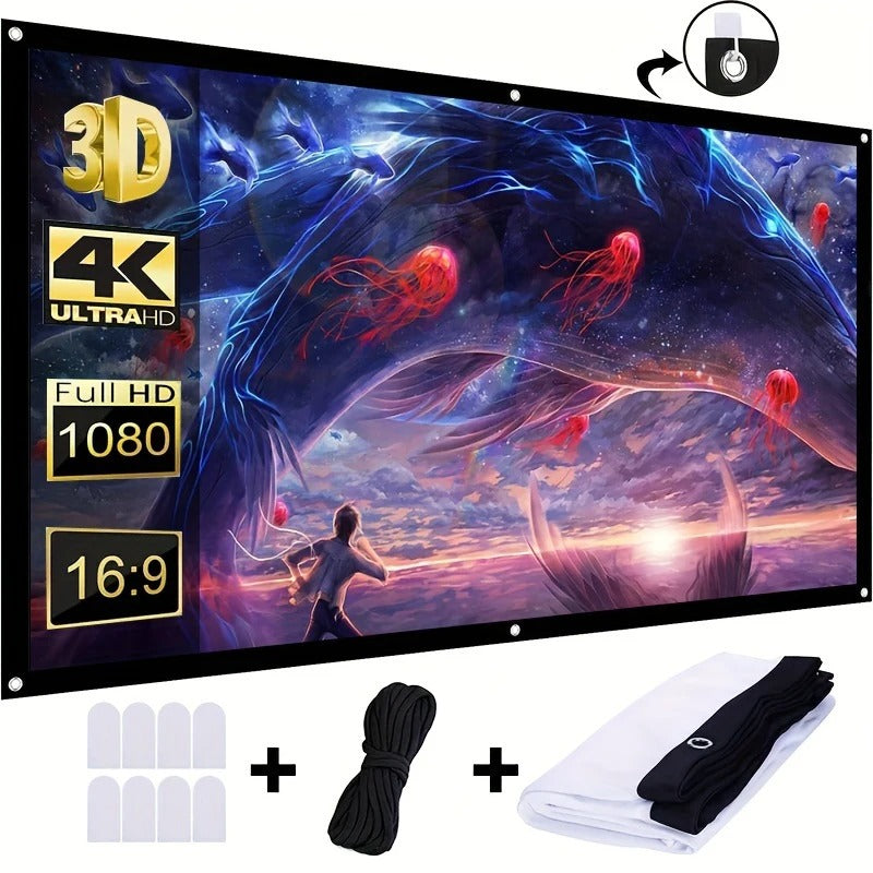 84 inch HD Anti light curtain projector screen 16:9 Ultra view Portable Foldable 3D 4K